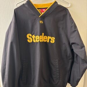 Vintage NFL Steelers Black Pullover Windbreaker